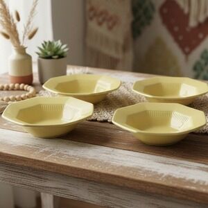 Independence Ironstone Daffodil Yellow Berry Bowls, Set of 4, Vintage Dinnerware